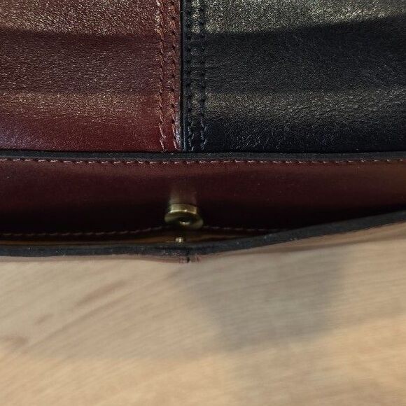 Patricia Nash Top Handle Satchel Yoeky Colorblock British Black Tan Leather - Picture 7 of 11